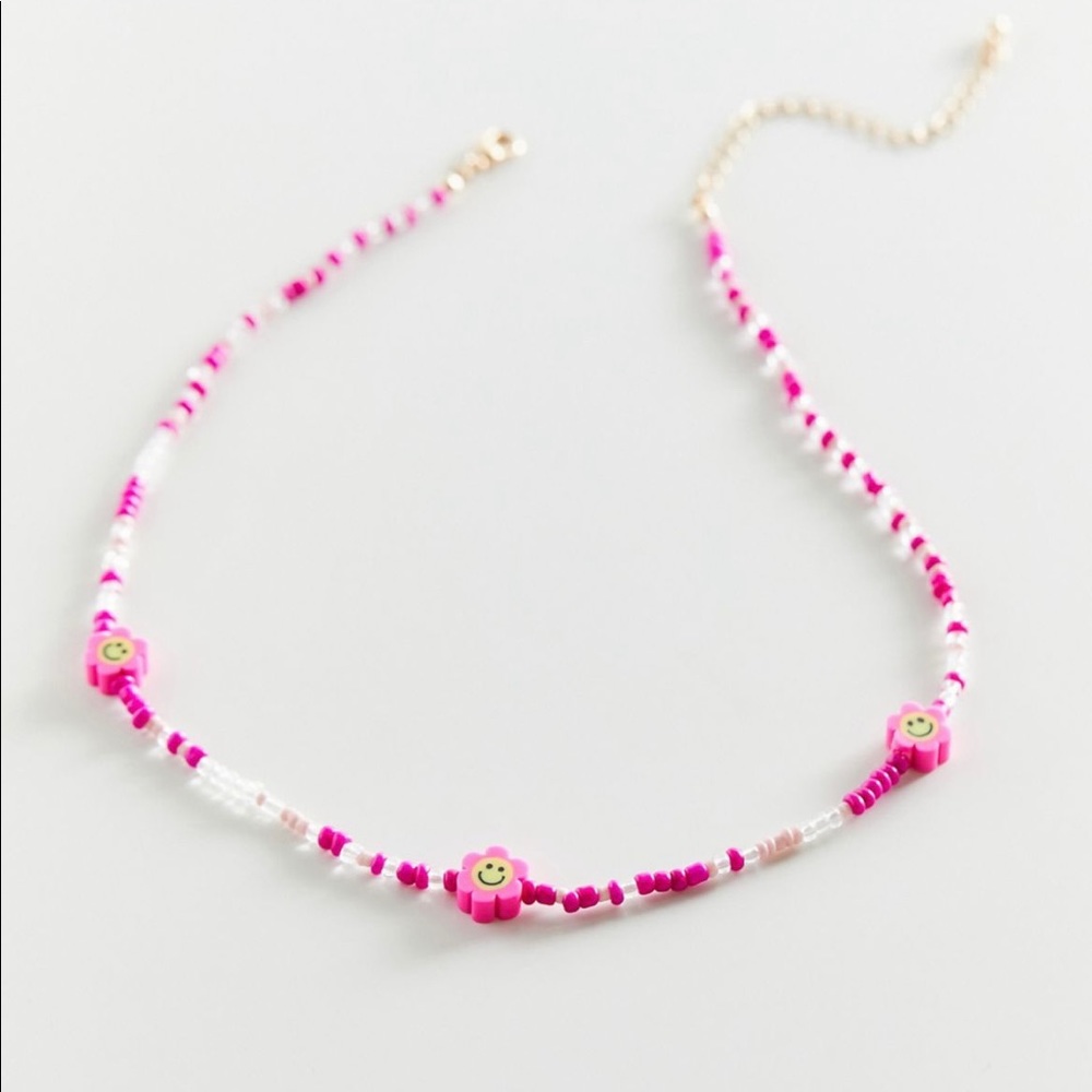 Flower Beaded Charm Necklace